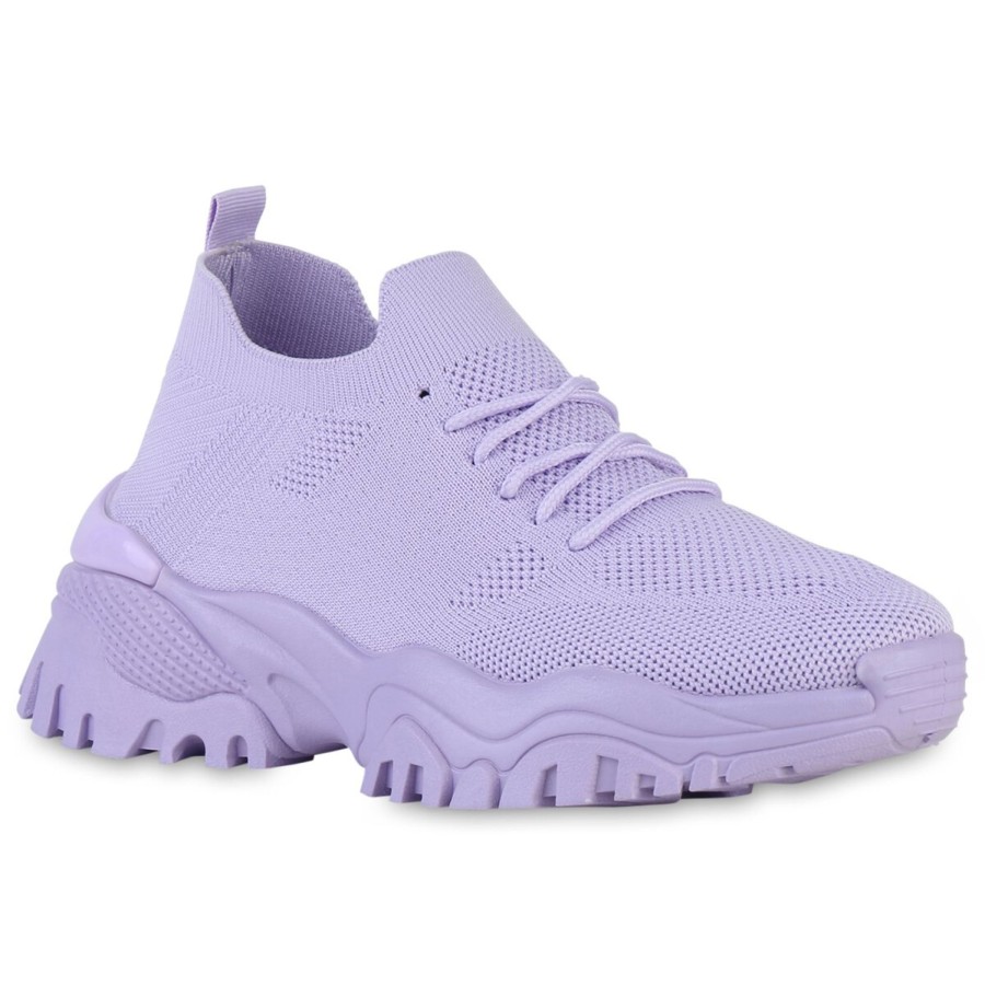 Damenschuhe Stiefelparadies | Damen Plateau Sneaker In Helllila