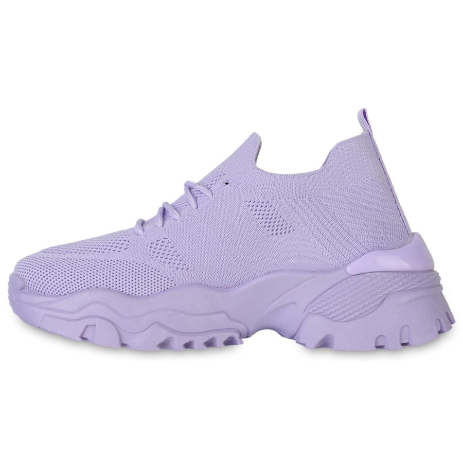 Damenschuhe Stiefelparadies | Damen Plateau Sneaker In Helllila