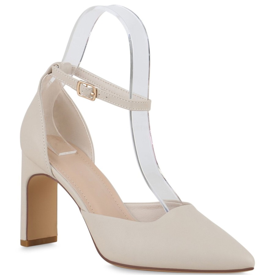 Damenschuhe Stiefelparadies | Damen Spitze Pumps In Beige