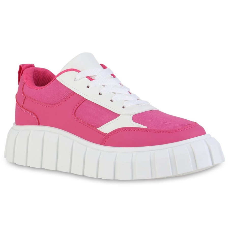 Damenschuhe Stiefelparadies | Damen Plateau Sneaker In Fuchsia