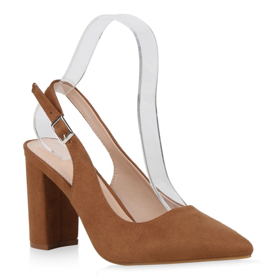 Damenschuhe Stiefelparadies | Damen Slingpumps In Hellbraun