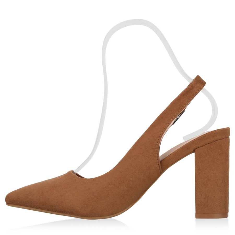 Damenschuhe Stiefelparadies | Damen Slingpumps In Hellbraun