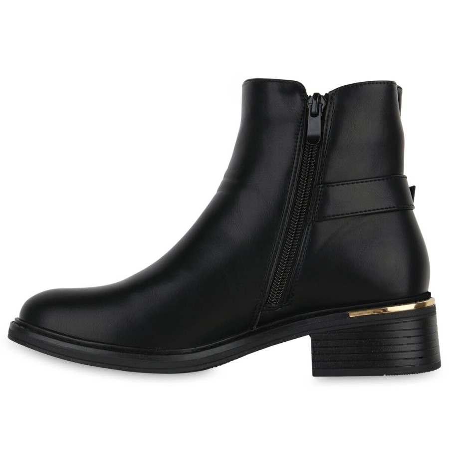 Damenschuhe Stiefelparadies | Damen Biker Boots In Schwarz