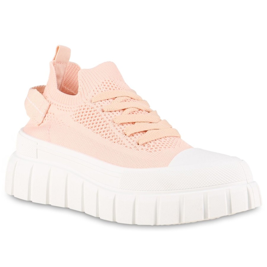 Damenschuhe Stiefelparadies | Damen Plateau Sneaker In Rosa