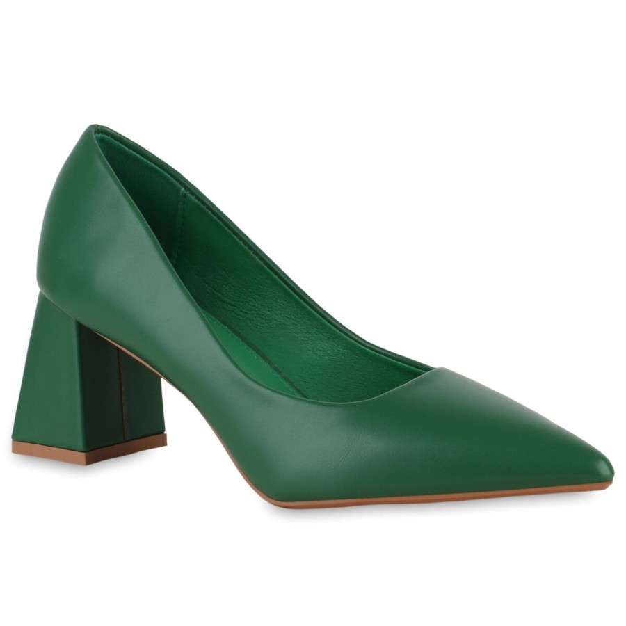 Damenschuhe Stiefelparadies | Damen Spitze Pumps In Grun