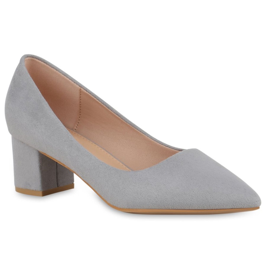 Damenschuhe Stiefelparadies | Damen Klassische Pumps In Grau