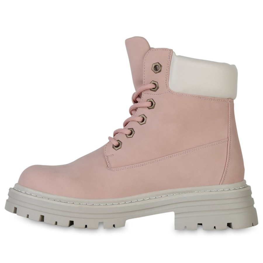 Damenschuhe Stiefelparadies | Damen Worker Boots In Rosa