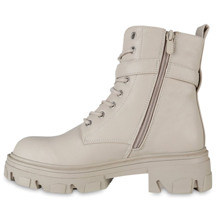 Damenschuhe Stiefelparadies | Damen Schnurstiefeletten In Beige