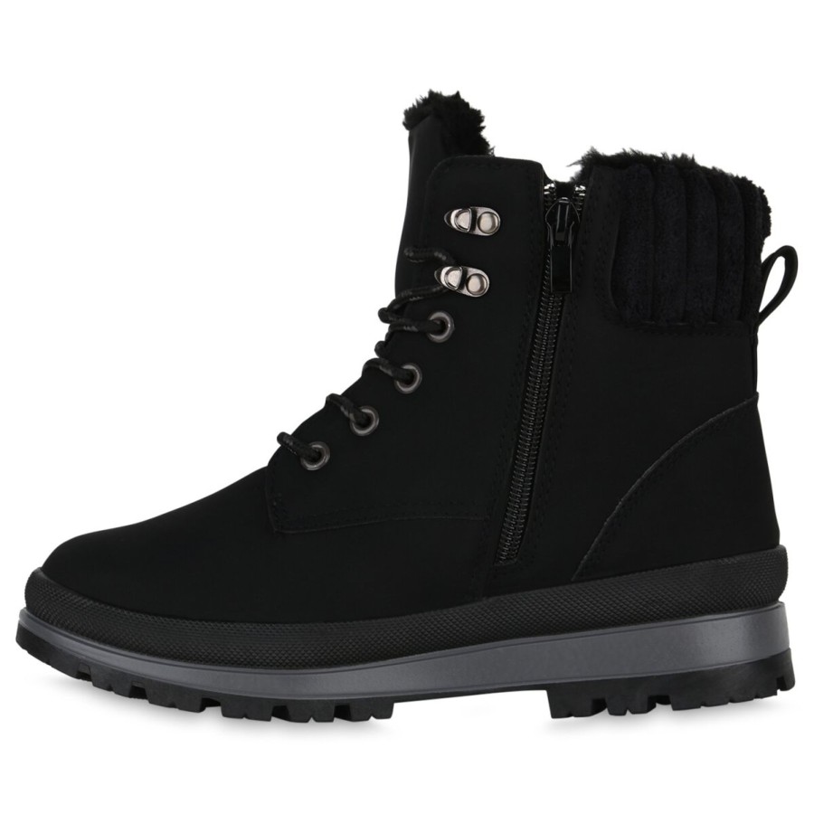 Damenschuhe Stiefelparadies | Damen Worker Boots In Schwarz