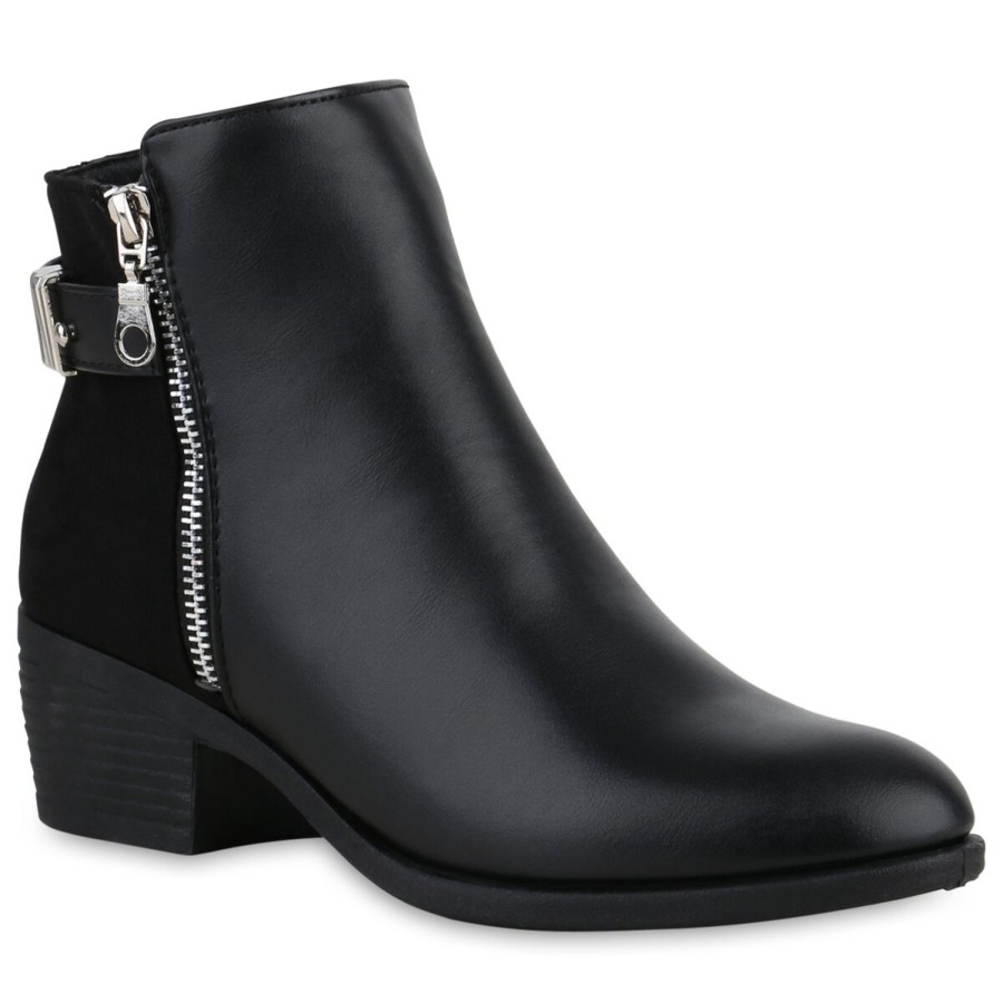 Damenschuhe Stiefelparadies | Damen Klassische Stiefeletten In Schwarz