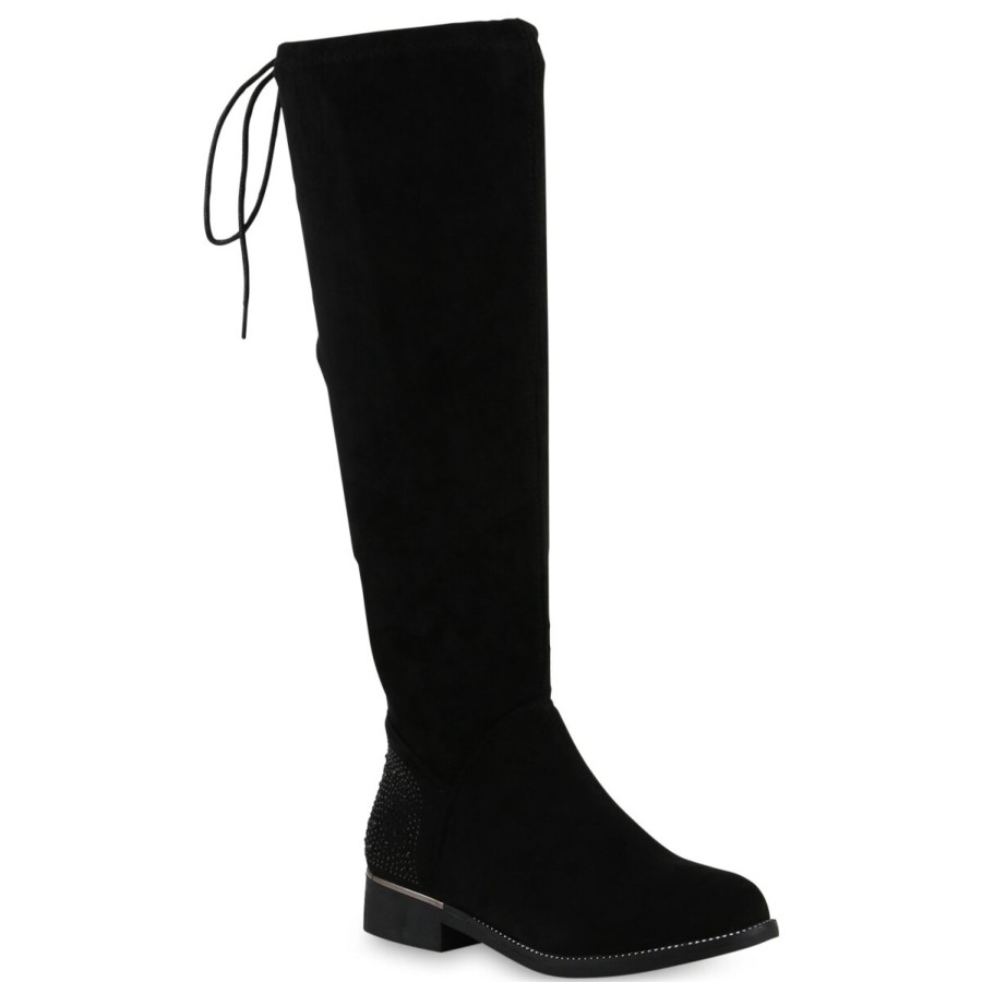 Damenschuhe Stiefelparadies | Damen Klassische Stiefel In Schwarz Velours