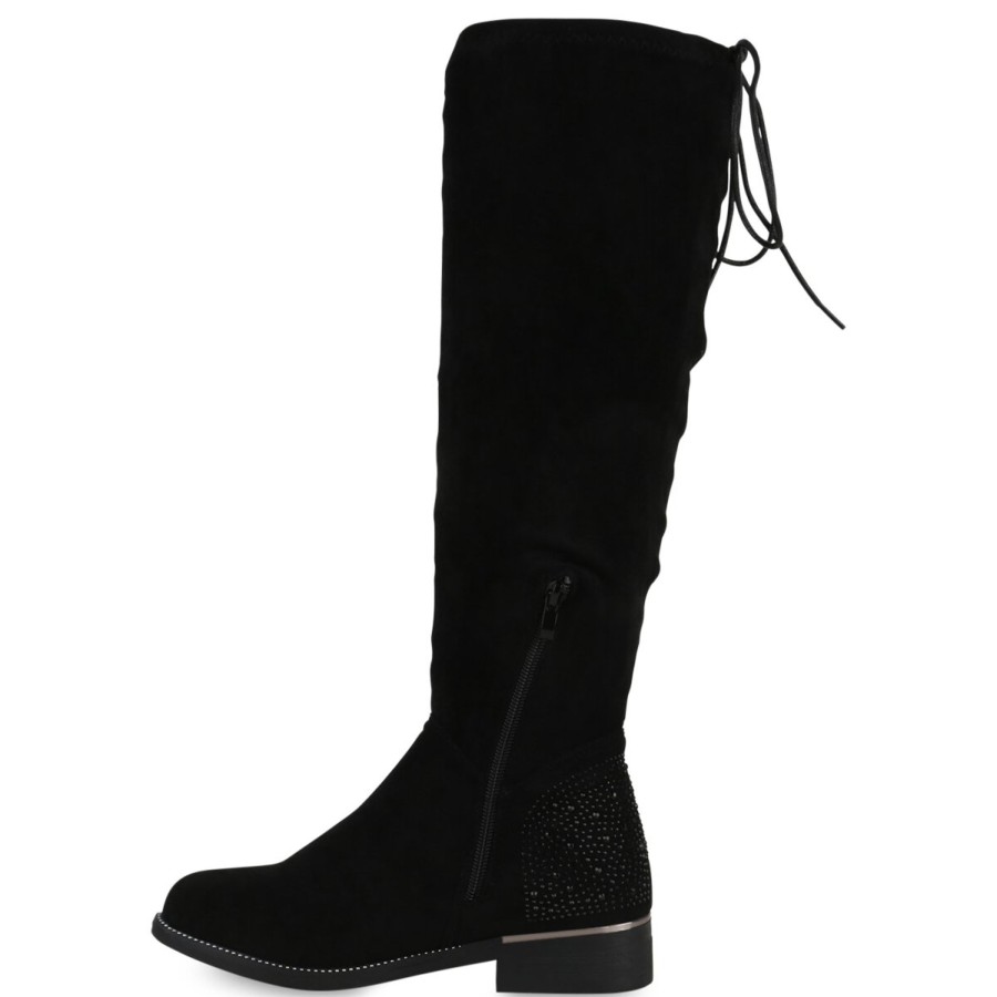 Damenschuhe Stiefelparadies | Damen Klassische Stiefel In Schwarz Velours