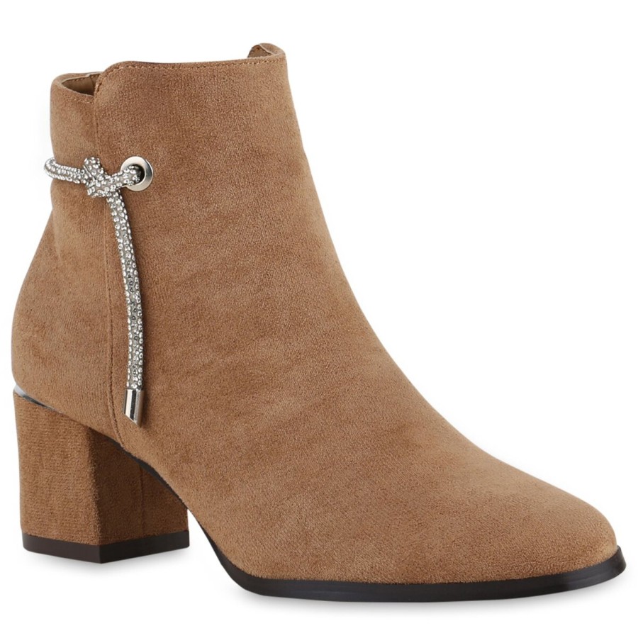 Damenschuhe Stiefelparadies | Damen Klassische Stiefeletten In Khaki