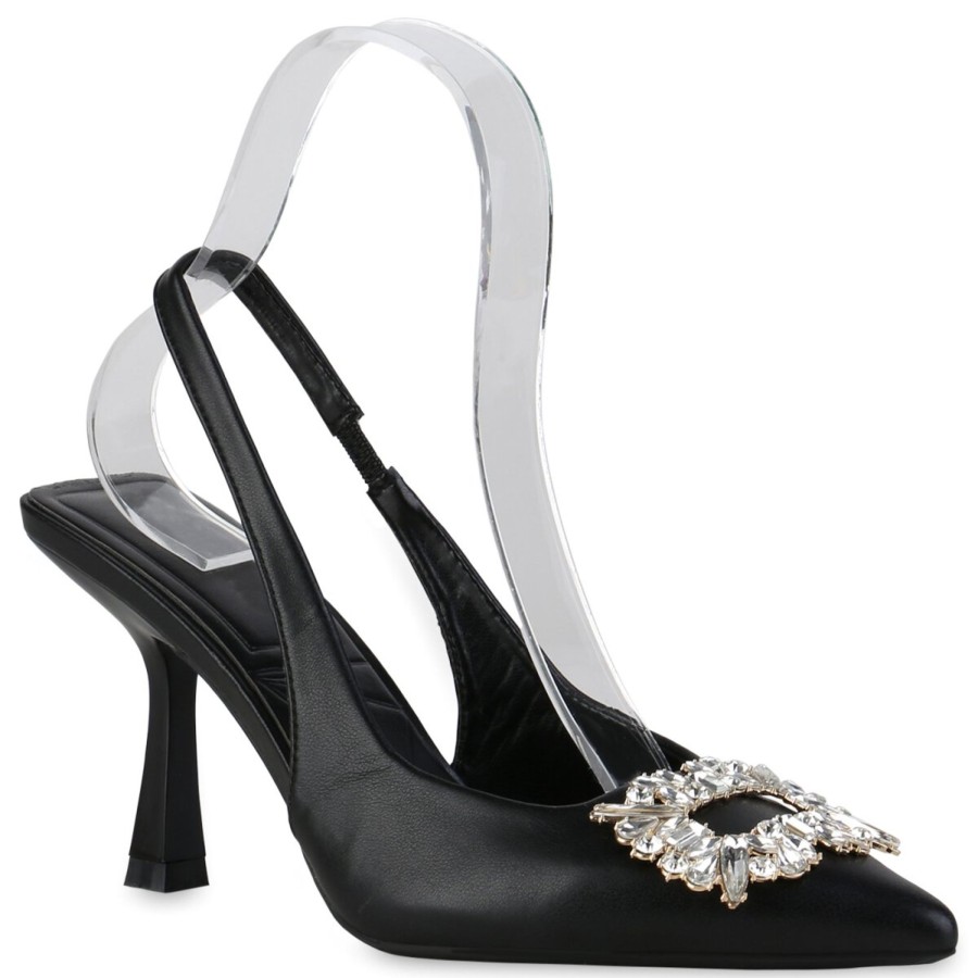 Damenschuhe Stiefelparadies | Damen Slingpumps In Schwarz