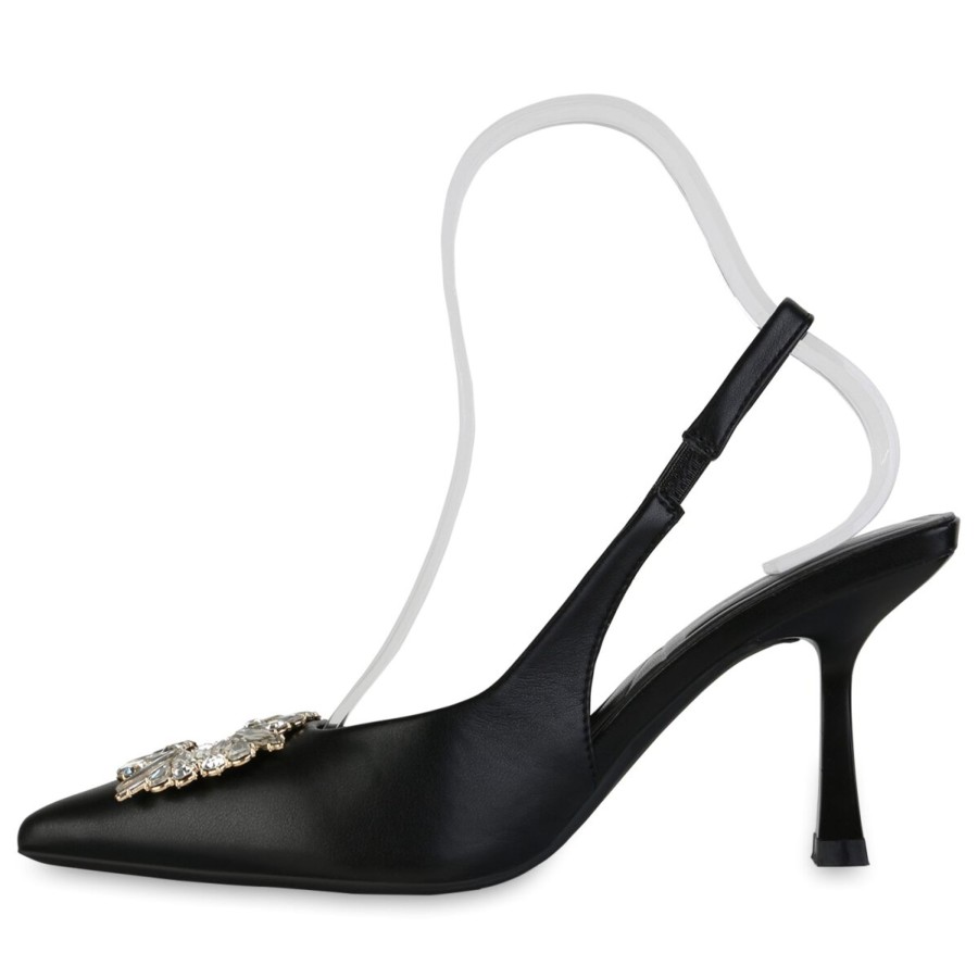 Damenschuhe Stiefelparadies | Damen Slingpumps In Schwarz