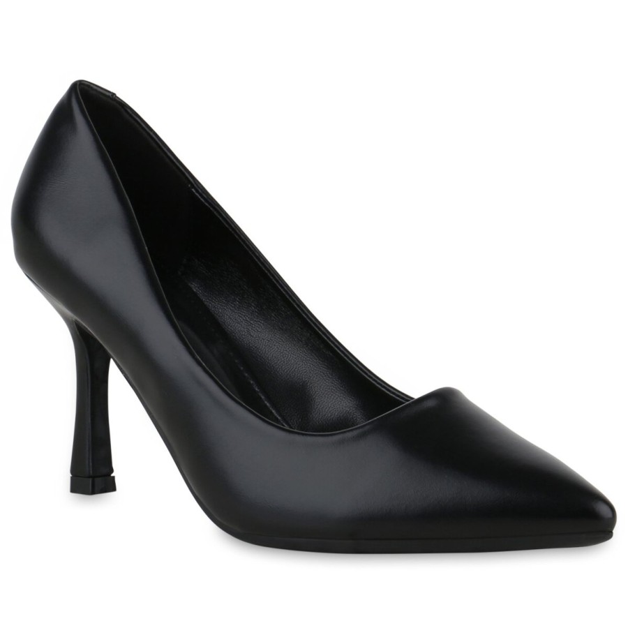 Damenschuhe Stiefelparadies | Damen Spitze Pumps In Schwarz