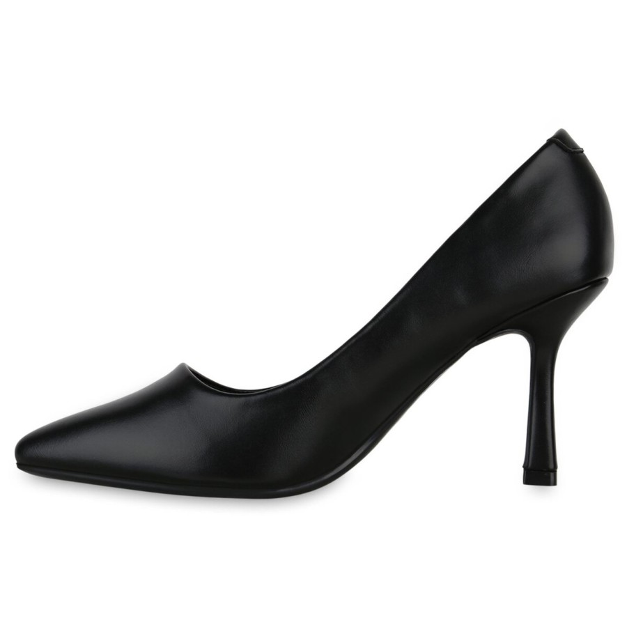 Damenschuhe Stiefelparadies | Damen Spitze Pumps In Schwarz