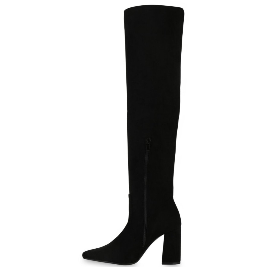 Damenschuhe Stiefelparadies | Damen Overknees In Schwarz Velours