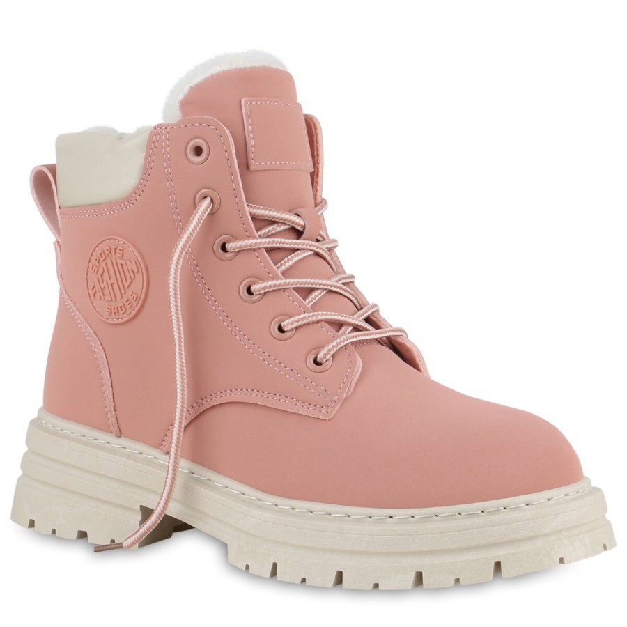 Damenschuhe Stiefelparadies | Damen Worker Boots In Rosa