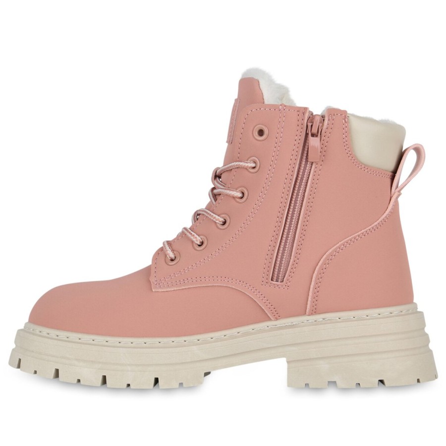 Damenschuhe Stiefelparadies | Damen Worker Boots In Rosa