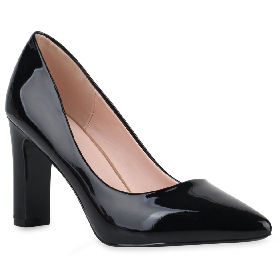 Damenschuhe Stiefelparadies | Damen Spitze Pumps In Schwarz