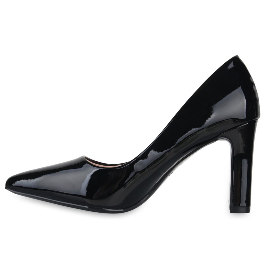 Damenschuhe Stiefelparadies | Damen Spitze Pumps In Schwarz