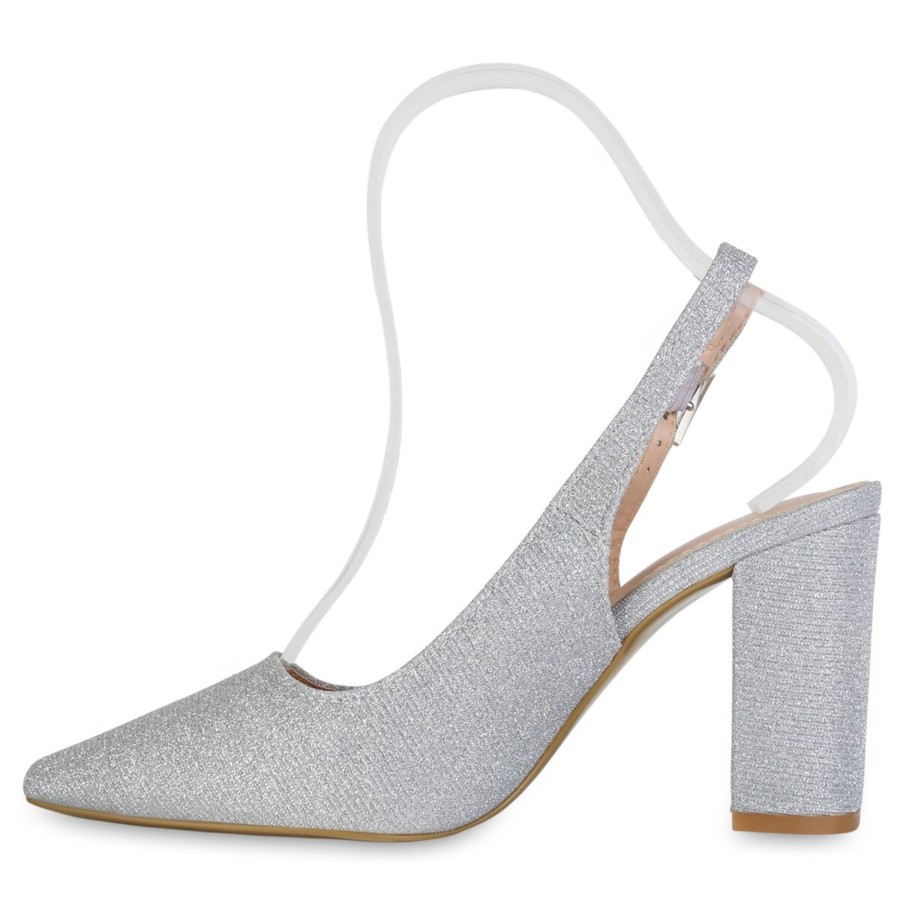 Damenschuhe Stiefelparadies | Damen Slingpumps In Silber