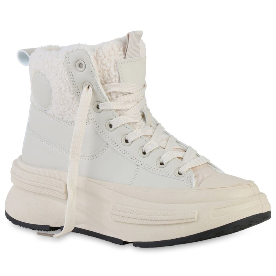 Damenschuhe Stiefelparadies | Damen Sneakerstiefel In Beige