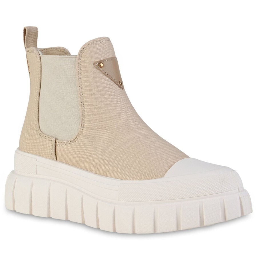 Damenschuhe Stiefelparadies | Damen Sneaker Wedges In Beige