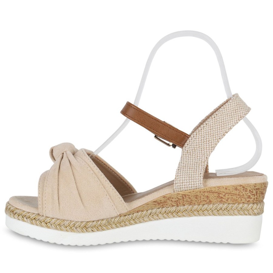 Damenschuhe Stiefelparadies | Damen Keilsandaletten In Beige