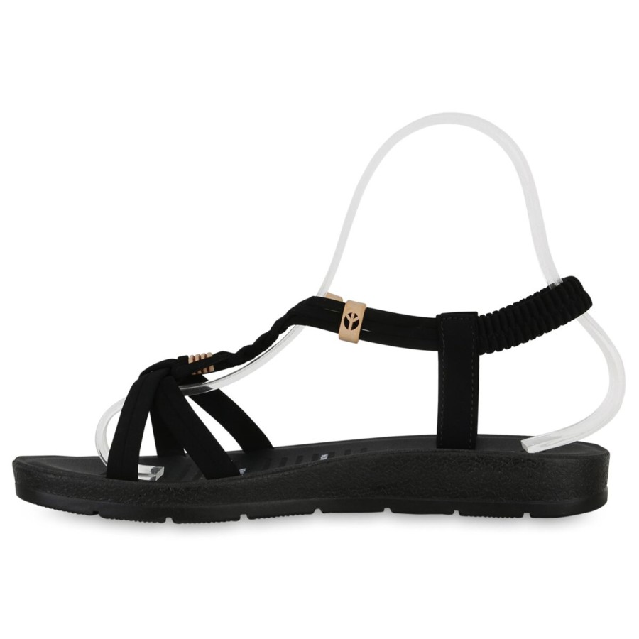 Damenschuhe Stiefelparadies | Damen Riemchensandalen In Schwarz