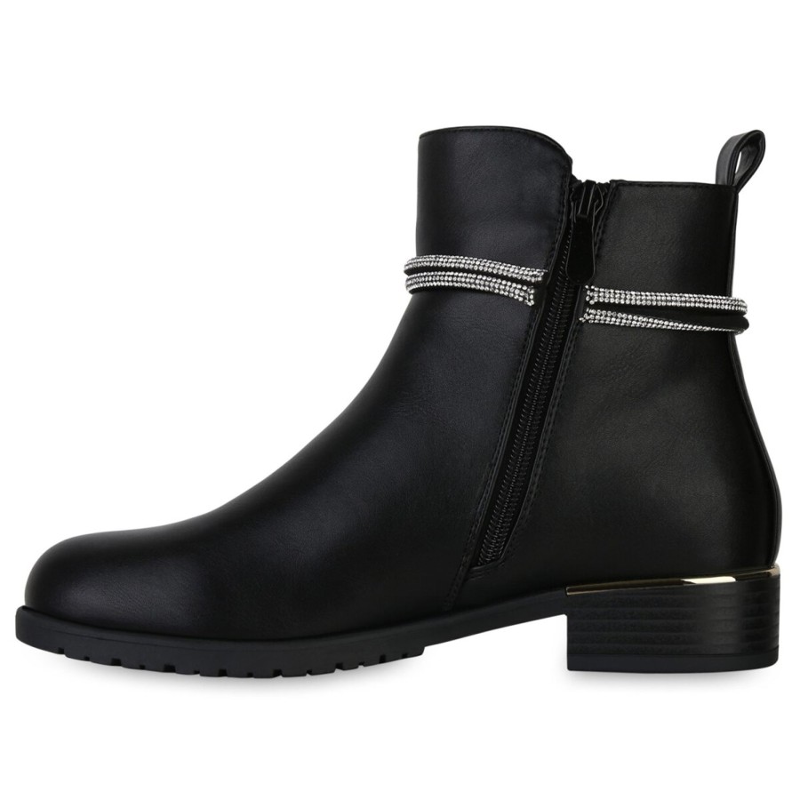 Damenschuhe Stiefelparadies | Damen Klassische Stiefeletten In Schwarz Pu