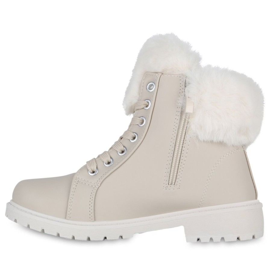 Damenschuhe Stiefelparadies | Damen Worker Boots In Beige