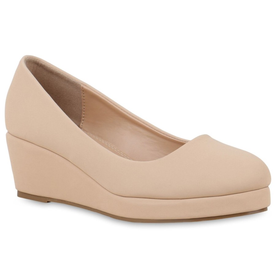 Damenschuhe Stiefelparadies | Damen Keilpumps In Nude