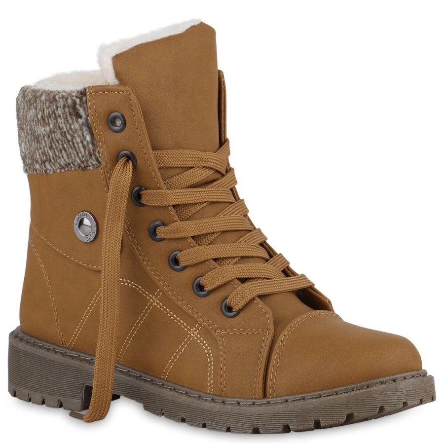 Damenschuhe Stiefelparadies | Damen Worker Boots In Hellbraun