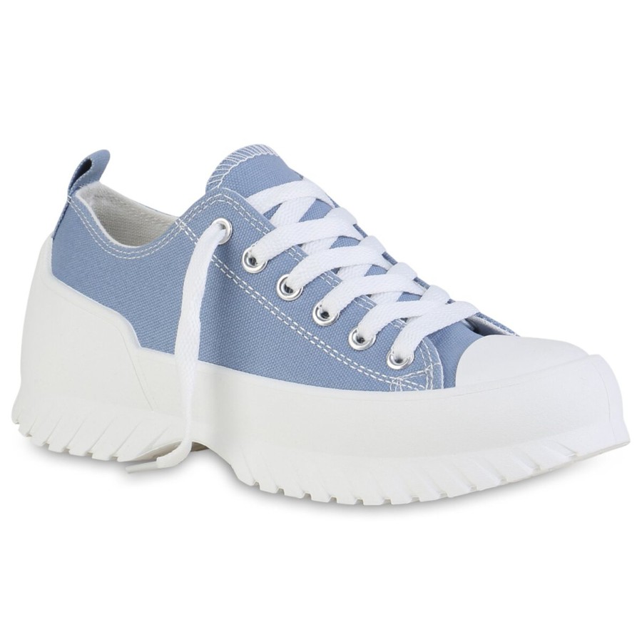 Damenschuhe Stiefelparadies | Damen Sneaker Low In Blau