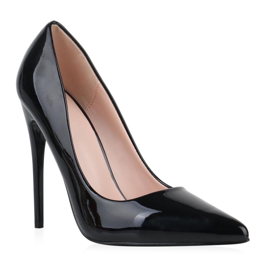 Damenschuhe Stiefelparadies | Damen Spitze Pumps In Schwarz