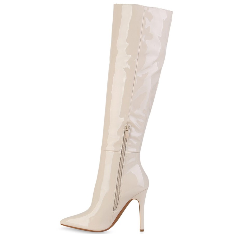 Damenschuhe Stiefelparadies | Damen High Heels In Beige Lack