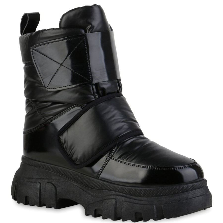 Damenschuhe Stiefelparadies | Damen Winter Boots In Schwarz Lack