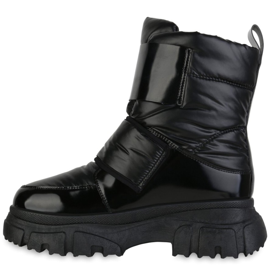 Damenschuhe Stiefelparadies | Damen Winter Boots In Schwarz Lack