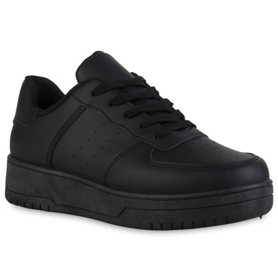 Damenschuhe Stiefelparadies | Damen Plateau Sneaker In Schwarz