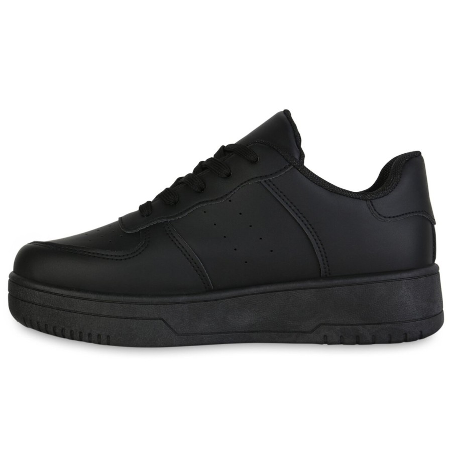 Damenschuhe Stiefelparadies | Damen Plateau Sneaker In Schwarz