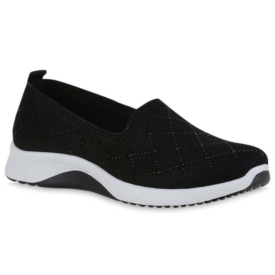 Damenschuhe Stiefelparadies | Damen Slip Ons In Schwarz