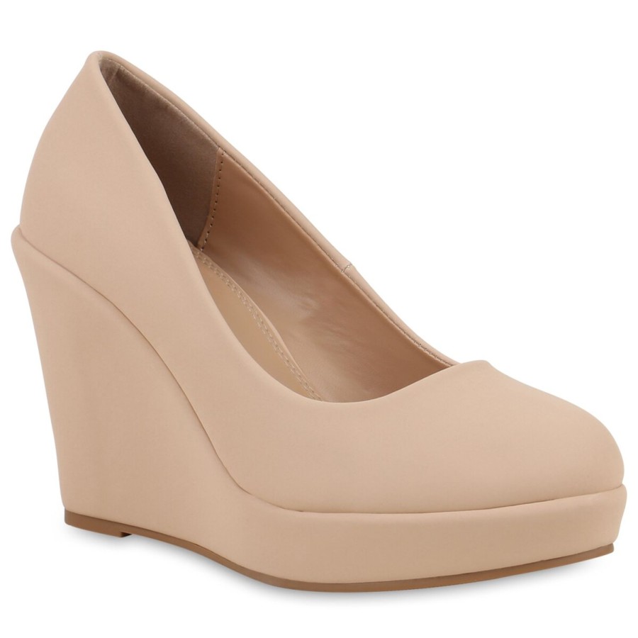 Damenschuhe Stiefelparadies | Damen Keilpumps In Nude