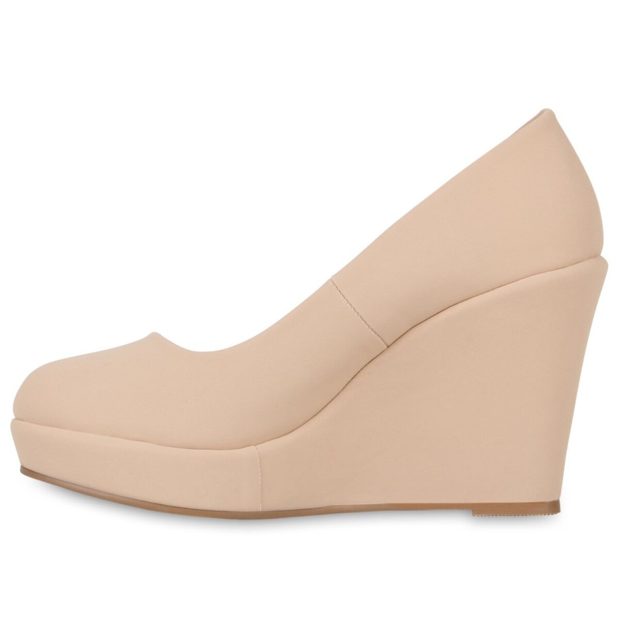 Damenschuhe Stiefelparadies | Damen Keilpumps In Nude