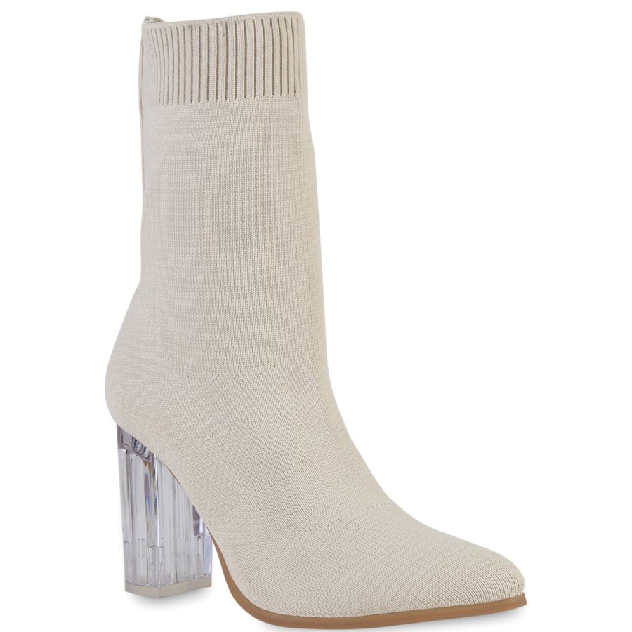 Damenschuhe Stiefelparadies | Damen Schlupfstiefeletten In Beige