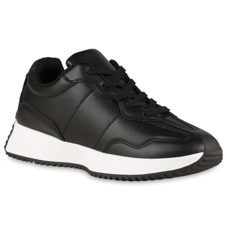 Damenschuhe Stiefelparadies | Damen Plateau Sneaker In Schwarz