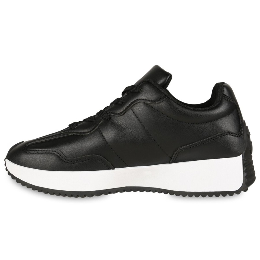 Damenschuhe Stiefelparadies | Damen Plateau Sneaker In Schwarz