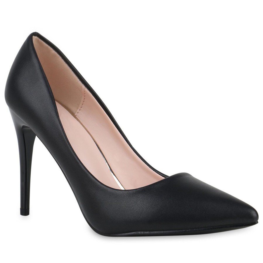 Damenschuhe Stiefelparadies | Damen Spitze Pumps In Schwarz