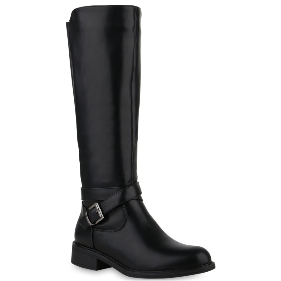 Damenschuhe Stiefelparadies | Damen Bikerstiefel In Schwarz